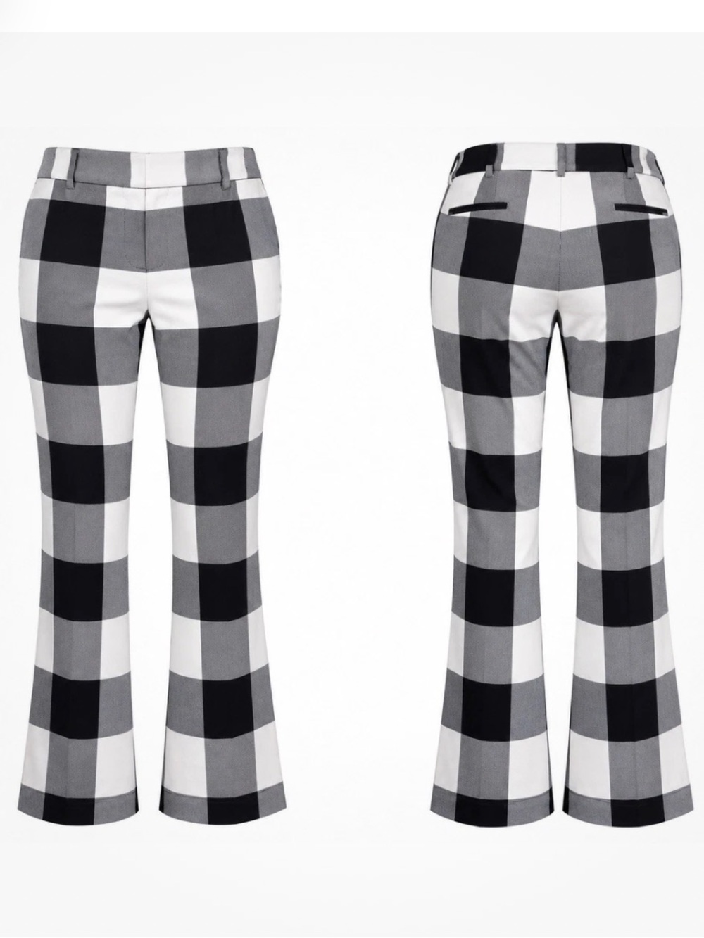 New York & Co Buffalo Check Black and White Wide Leg Pants 8 Tall